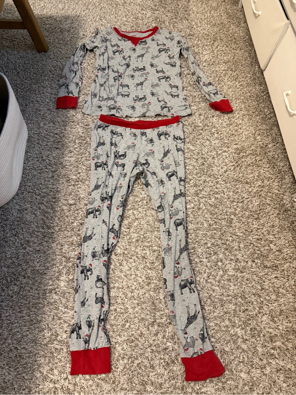 Target Gray Animal-Print Pajama Set with Red Trim
